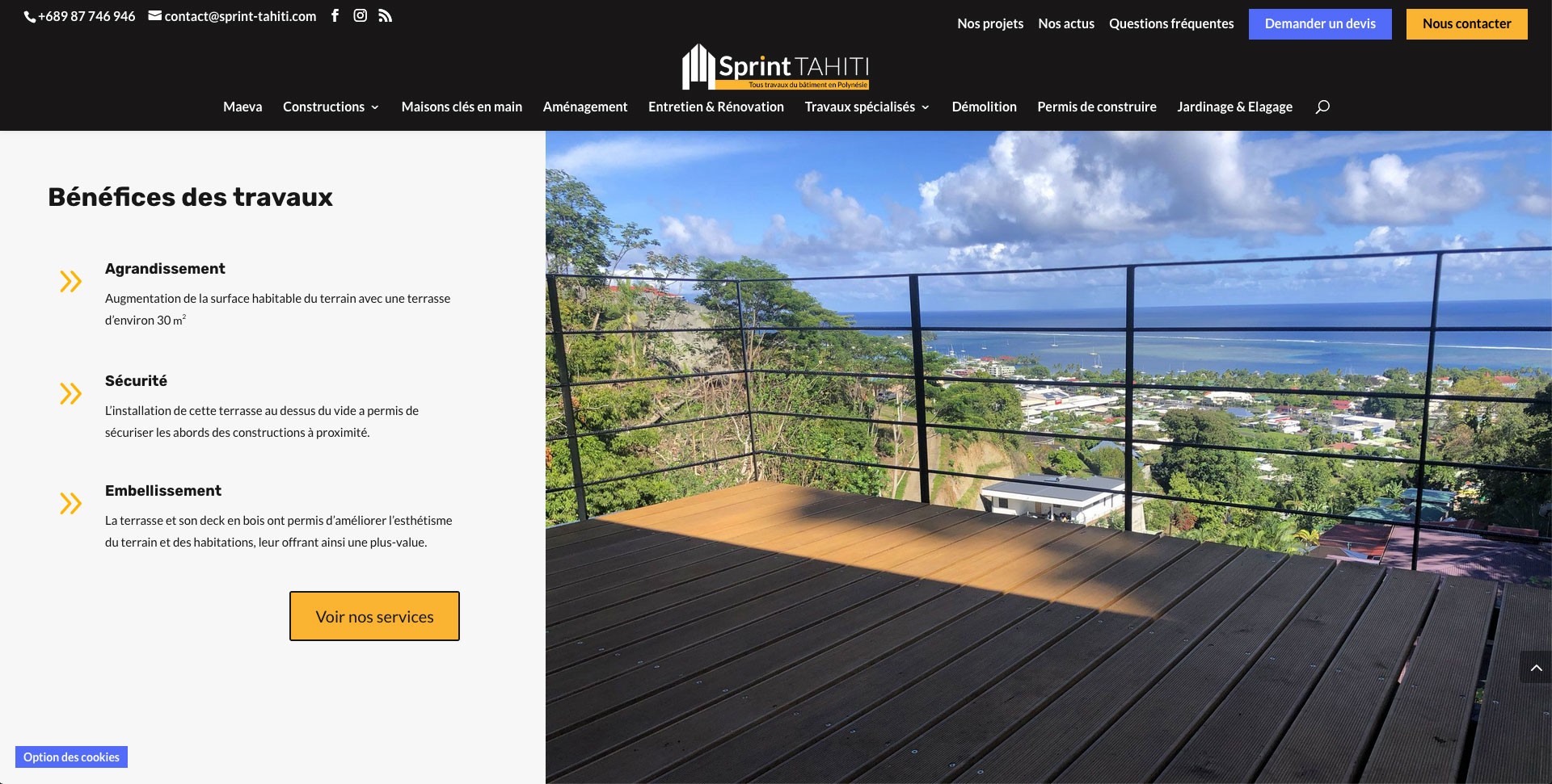 Site Internet de l'entreprise Sprint Tahiti